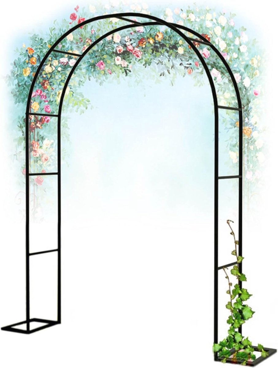 Metalen Tuinboog - Rozenboog Arbor - Planten Ondersteunen - Weerbestendig Metaal - 280 cm Breed - Zwart