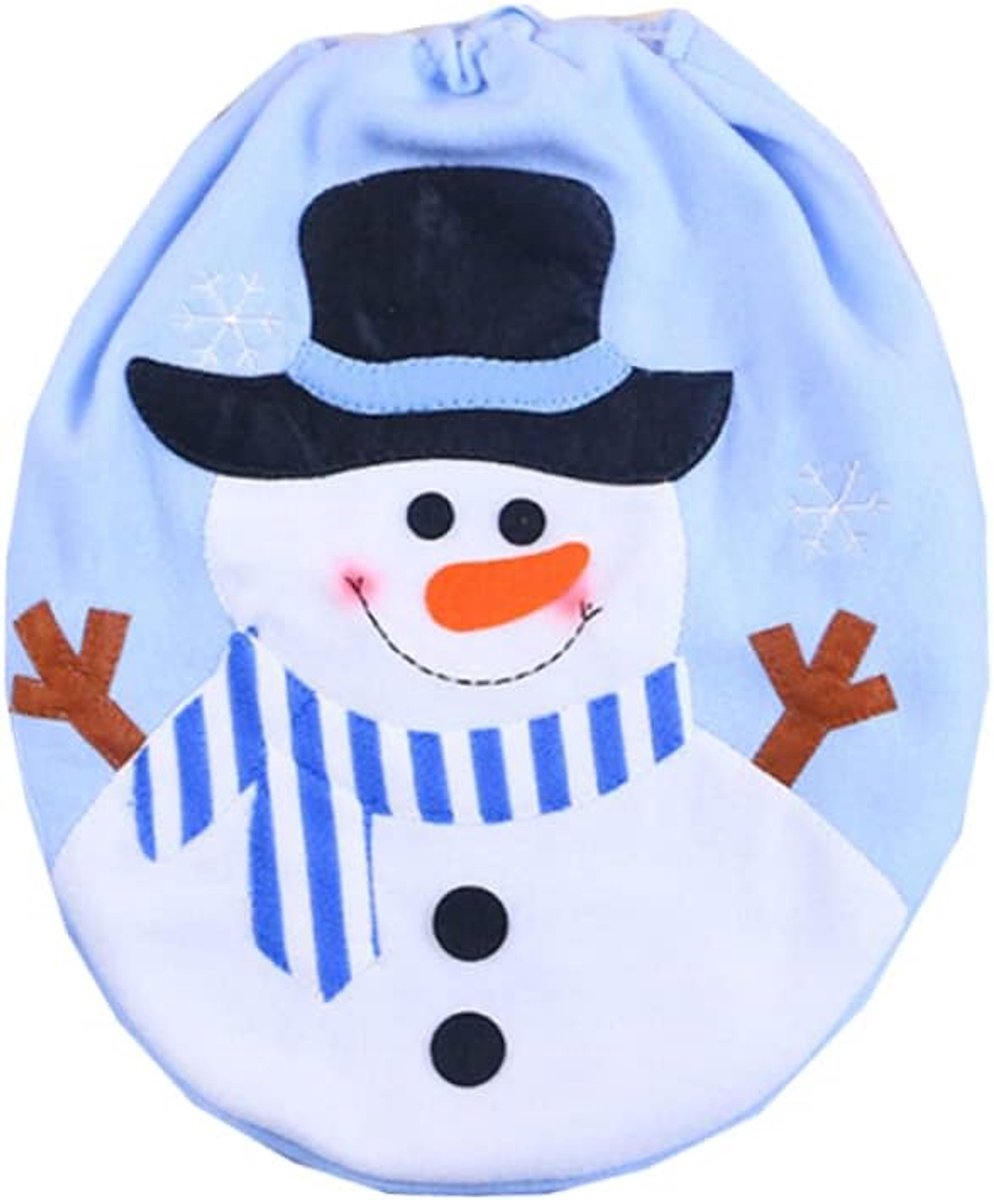 Toiletbril Ornament - Zachte Hoes - Feestelijke Decoratie - Schattig Sneeuwpop - Standaard Maat - Blauw