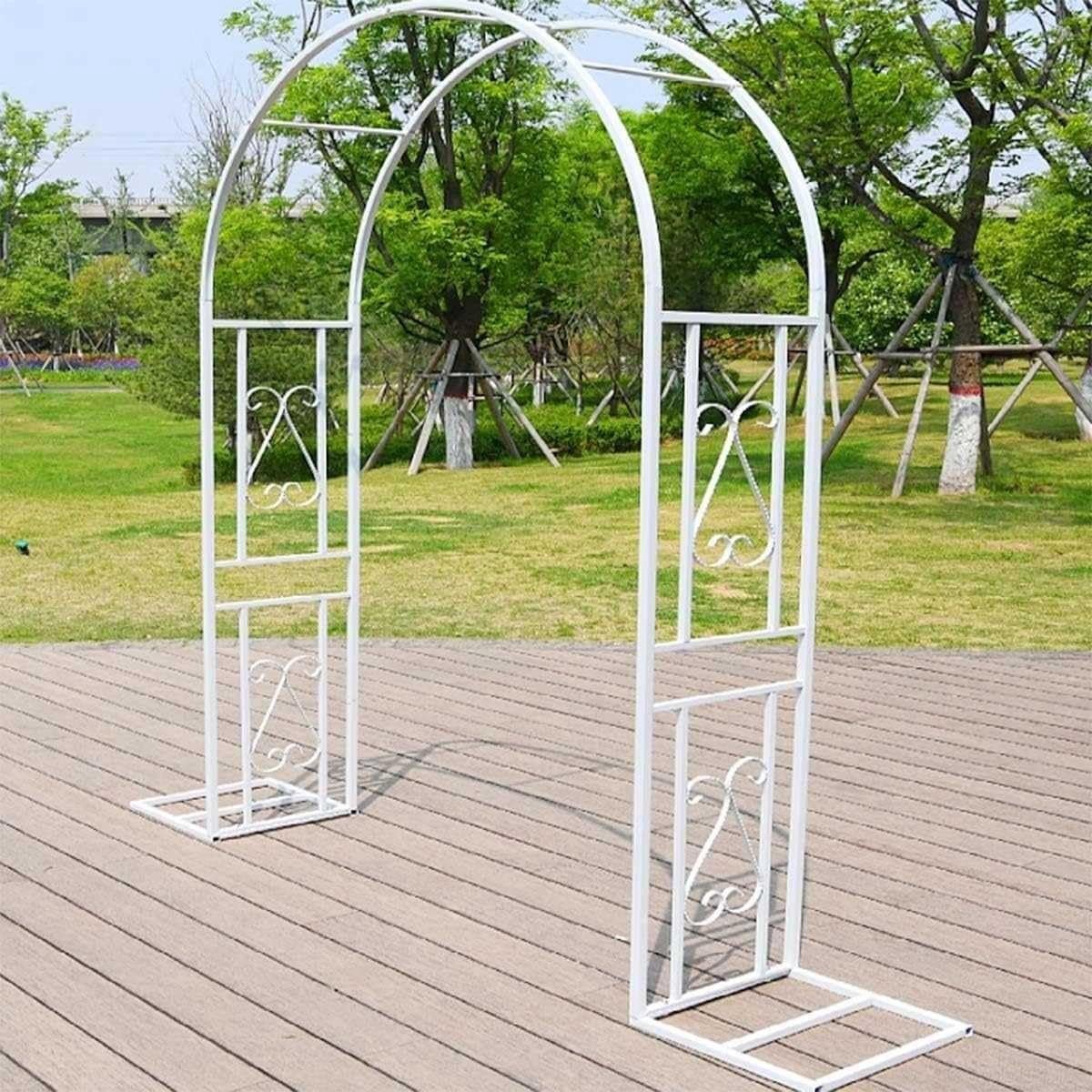 Tuinboog Metaal - Decoratieve Boog - Planten Ondersteunen - Weerbestendig Staal - 140-340 cm - Wit