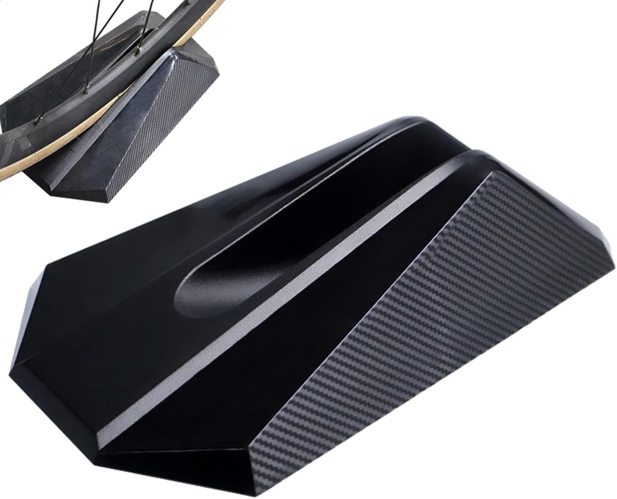 Voorwielverhoger Fiets - Fietswielblok Stabilisator - Vlakke Rit Creëren - Antislip Bescherming - 24x15x7cm - Zwart