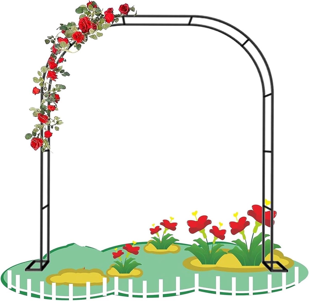 Tuinboog Metaal - Klimplant boog - Decoratie Tuin - Roestwerende Coating - 200x230cm - Zwart
