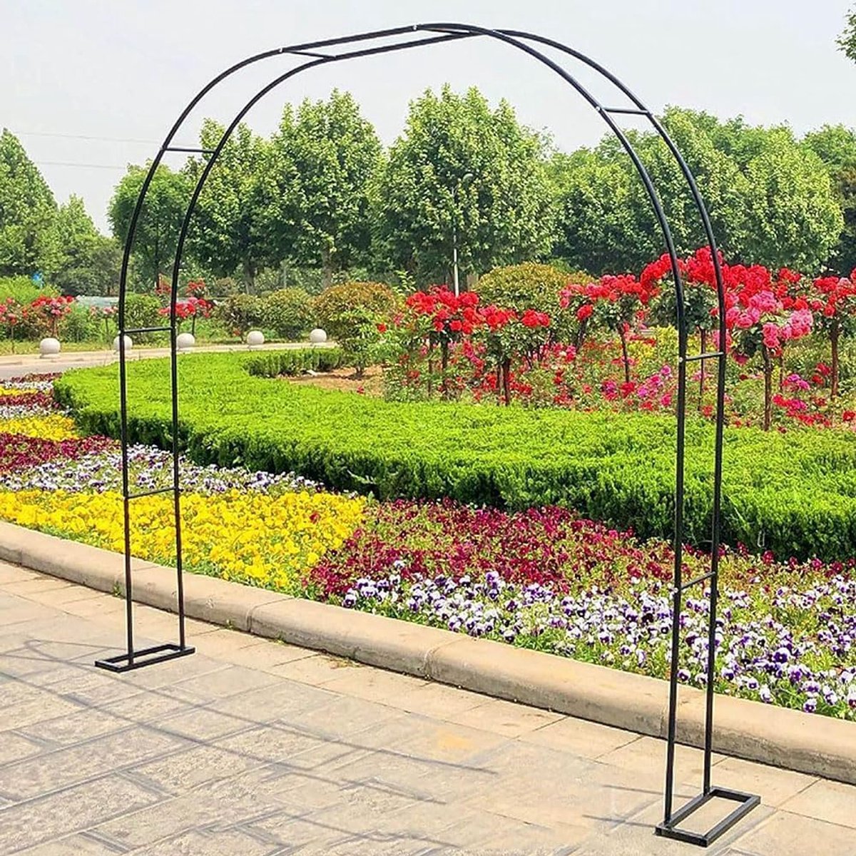 Tuinboog Metaal - Klimplant Ondersteuning - Decoratie Tuin - Weerbestendig Frame - 2.4m Breed - Wit