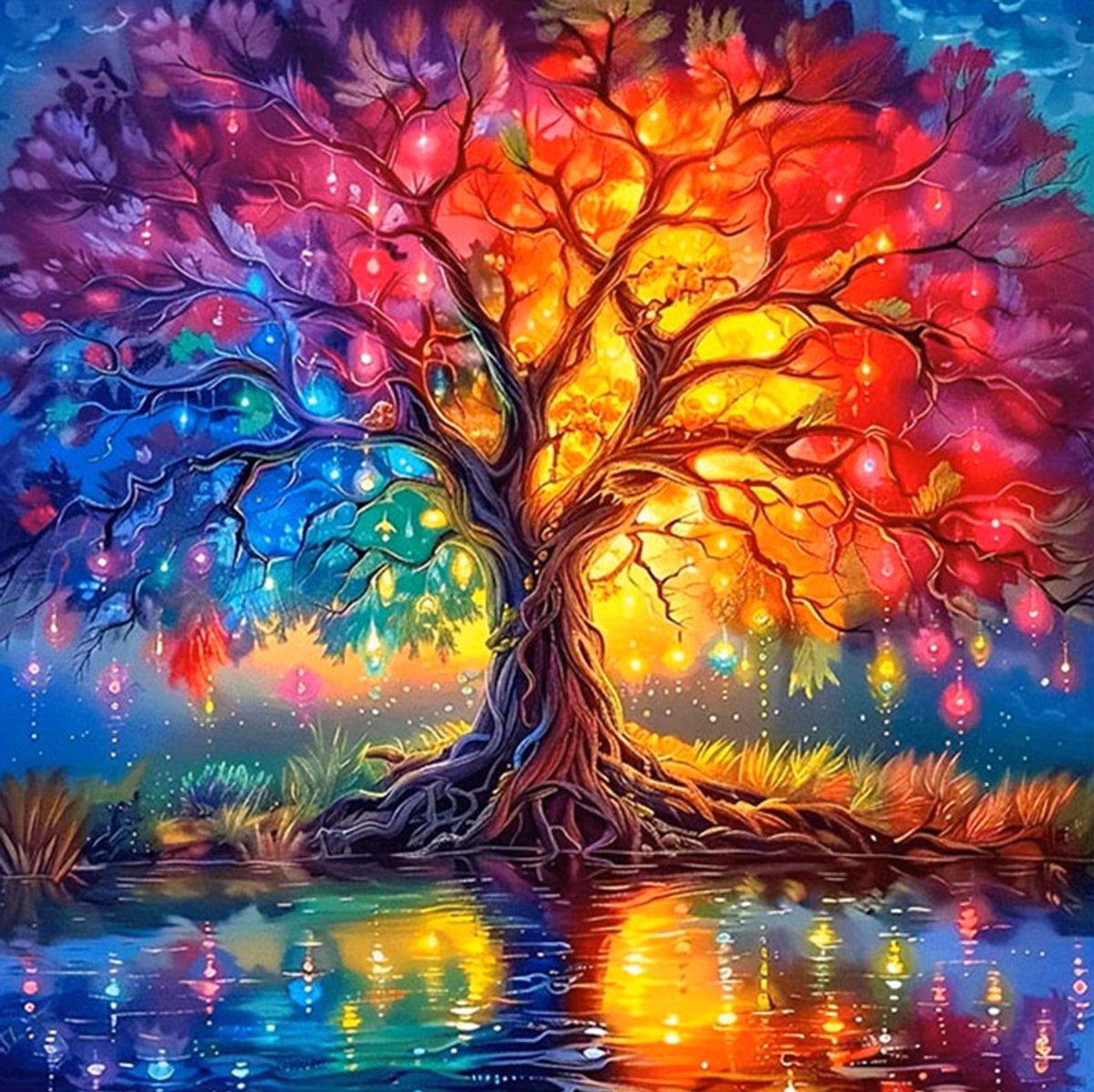 30x30cm Diamond Painting kleurrijke boom nr 340