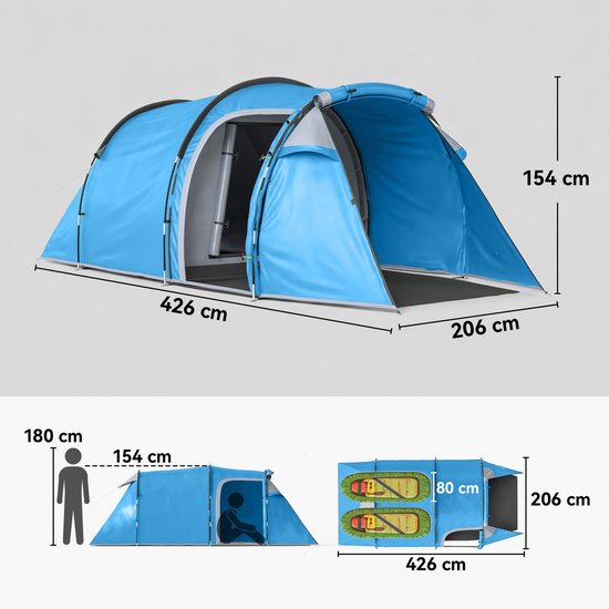 Outsunny Campingzelt Polyester, PE Hellblau van Merkloos — afbeelding 2