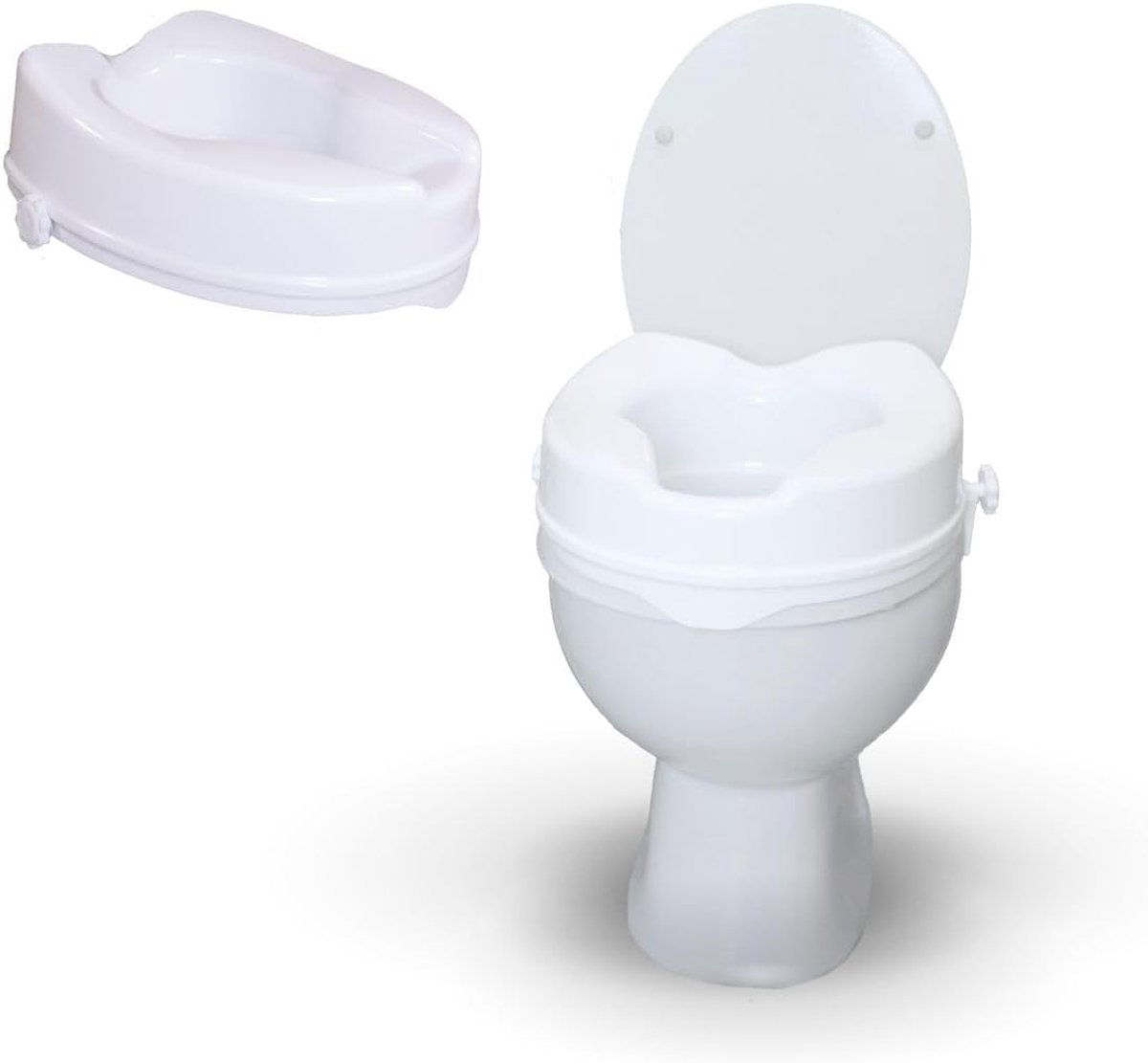 Toiletverhoger 10 cm - WC verhoger - Meer comfort - Past op meeste toiletten - 37 x 41 cm - Wit