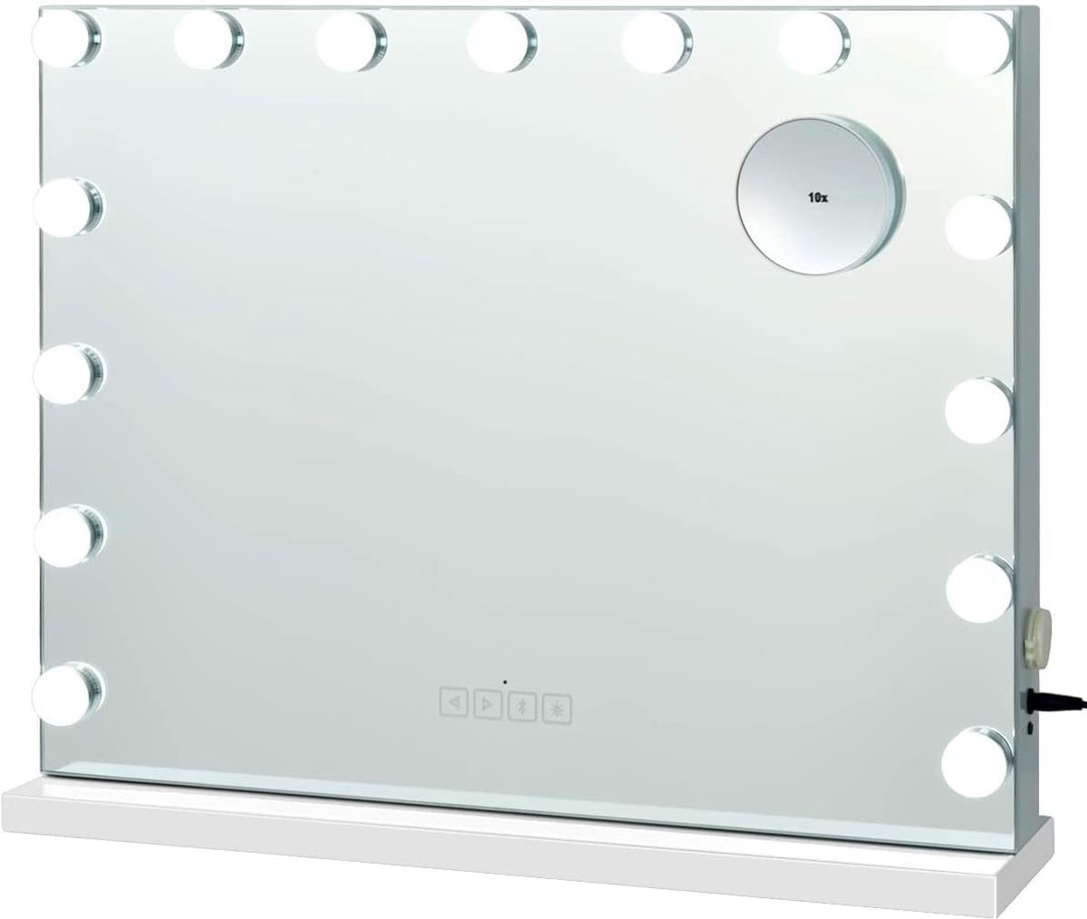 Hollywood Spiegel - Verlichte Make-up Spiegel - Dagelijkse Make-up - Met Bluetooth Speaker - 58 x 48 cm - Wit