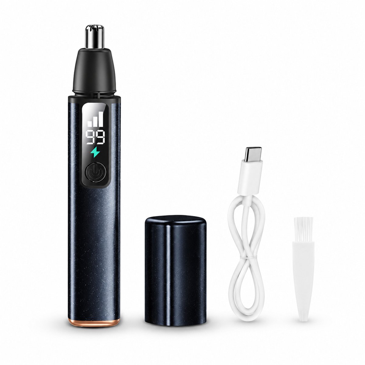Gloovon® Neustrimmer & Oorhaar Trimmer - USB-C Oplaadbaar met LED Display - 3 Snelheden - Waterbestendig & Pijnloos - Zwart