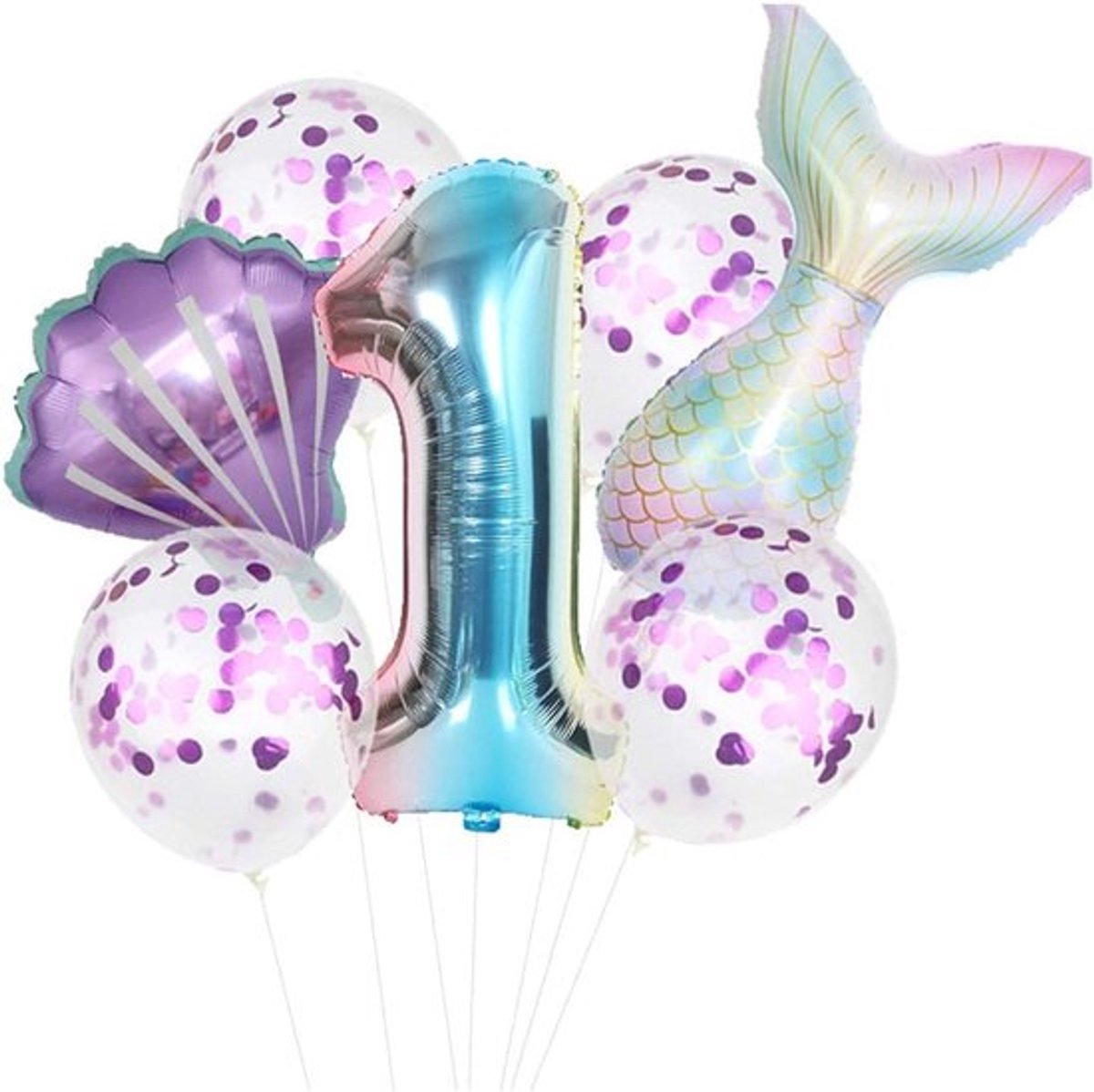 7 mermaidsballonnen, perfect voor 1e verjaardag
