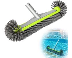 Zwembadborstel – Borstel voor wanden en waterlijn – Met afgeronde hoeken voor het reinigen van hoeken – Professionele borstel voor wanden en vloeren – Accessoire voor zwembadonderhoud – Geschikt voor standaard telescopische stelen