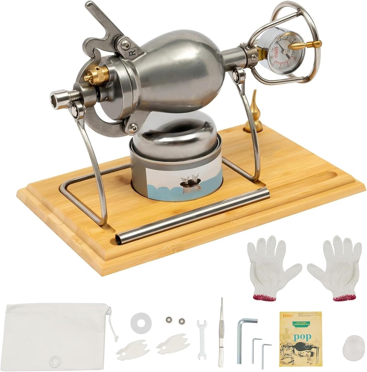 Popcornmachine - Mini Popper - Thuisgebruik - Roestvrij Staal - 5mm Wanddikte - Zilver