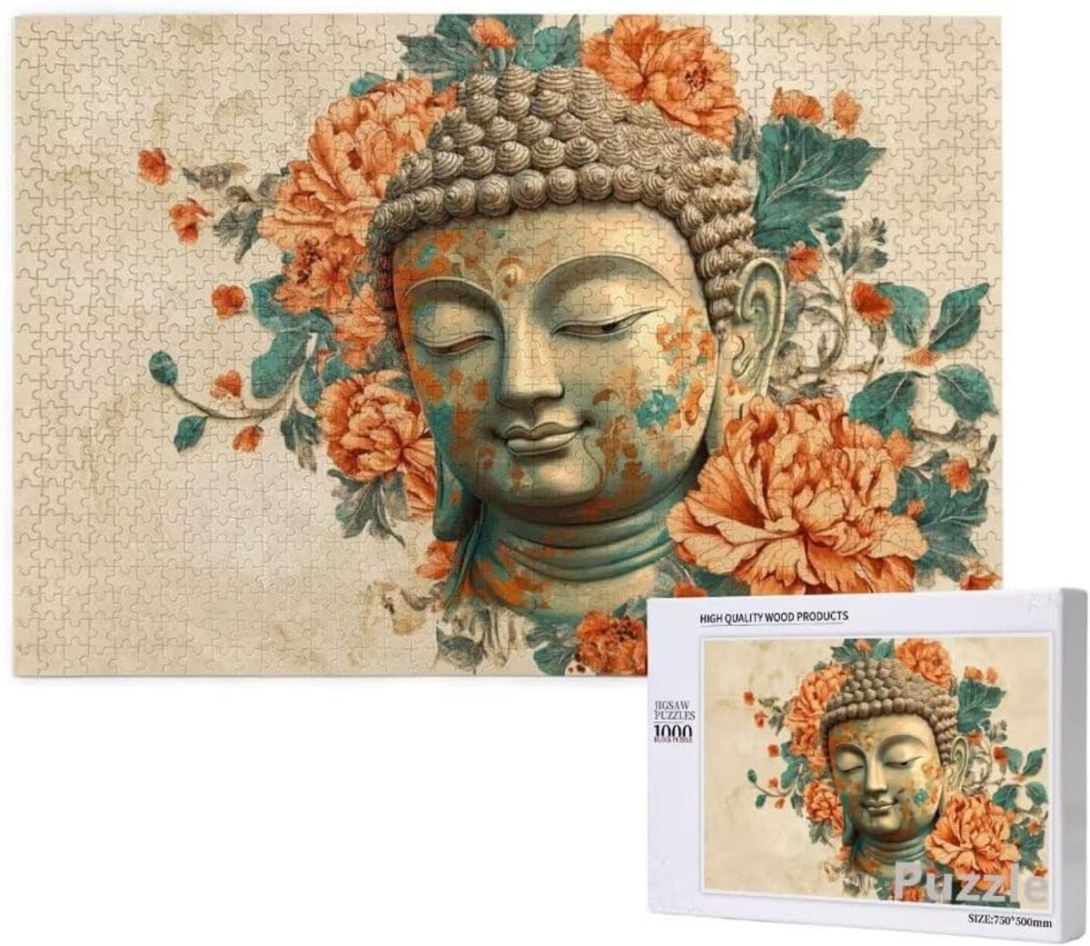 Puzzel 3000 stukjes - Grote legpuzzel - Ontspannend tijdverdrijf - Uniek gesneden stukjes - 122 x 81 cm - Pioenroos patroon