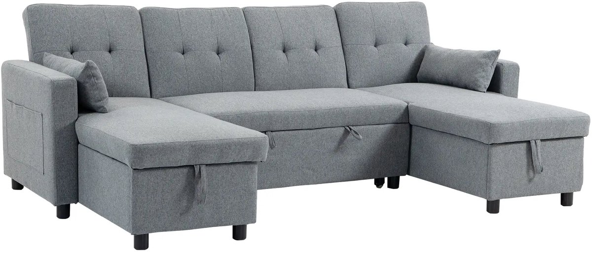 GranMaison Slaapbank - Uitklapbaar - Slaapstoel - Logeerbed - Zetelbed - Slaapfauteuil - Vouwbed - 4 persoons - Zeer comfortabel - Grijs