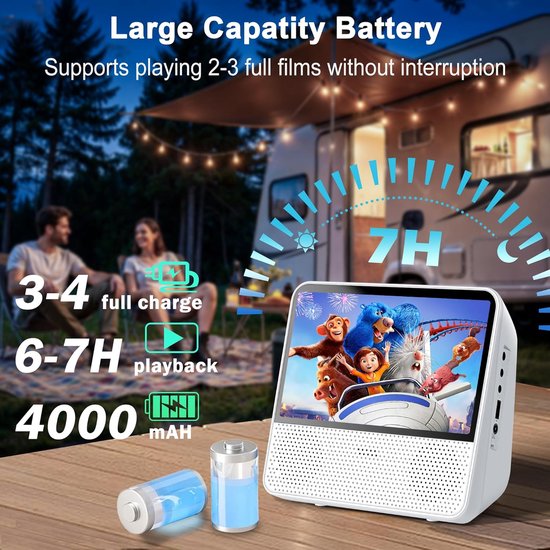 Draagbare DVD Speler - Mobiele Mediaspeler - Reizen met kinderen - Lange batterijduur - 7 inch scherm - Wit — afbeelding 3
