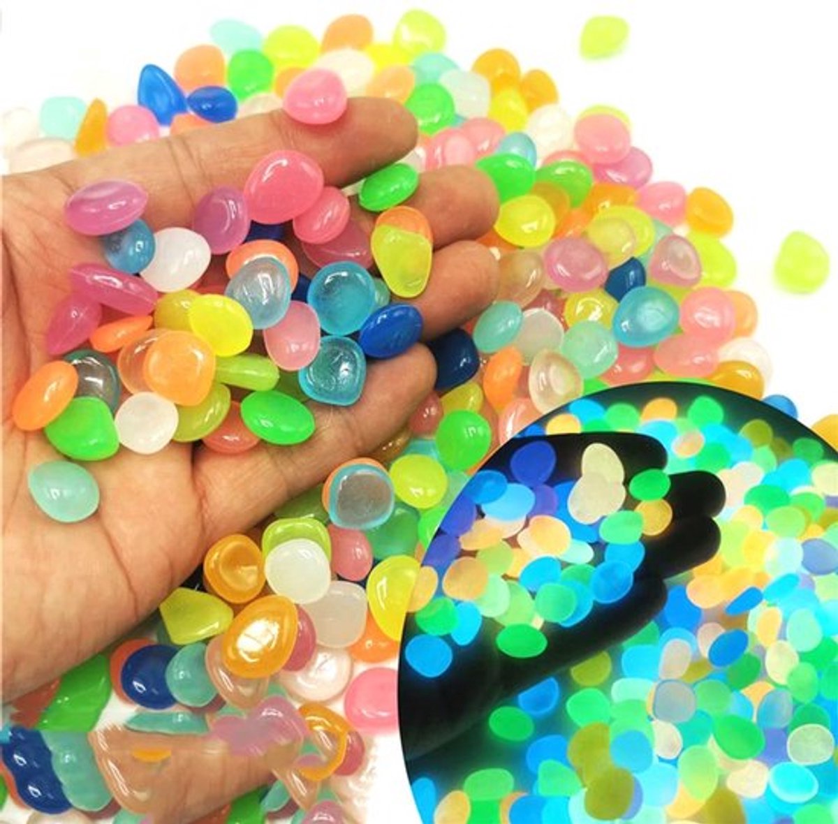 Allecto - 300 Stuks Kleurrijke Lichtgevende Stenen - Aquariumdecoratie - Voor