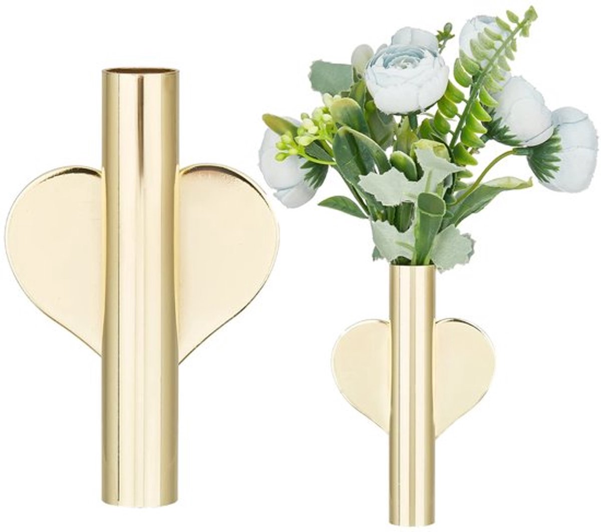 Solidchoice - Dailygoody - Hart Muur Vaas - Wanddecoratie - Licht Goud - Mini