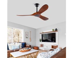 HAUSS SPOLE Ventilator – 52 Inch Plafondventilator Met 3 Houten Bladen En Afstandsbediening – 132,08 Cm – Metaal En Hout – Zwart En Donker Walnoot – Voor Woonkamer Slaapkamer En Overdekt Terras