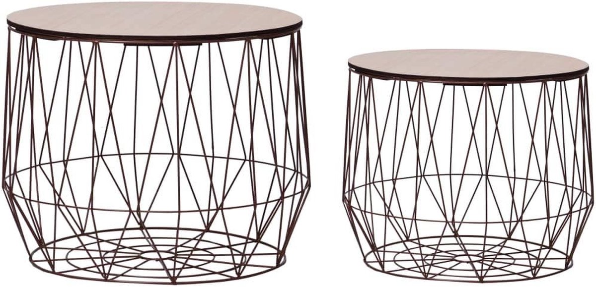 Rotan salontafel - Opbergmand tafel - Woonkamer inrichten - Uniek manddesign - 50 x 40 cm - Koperrood