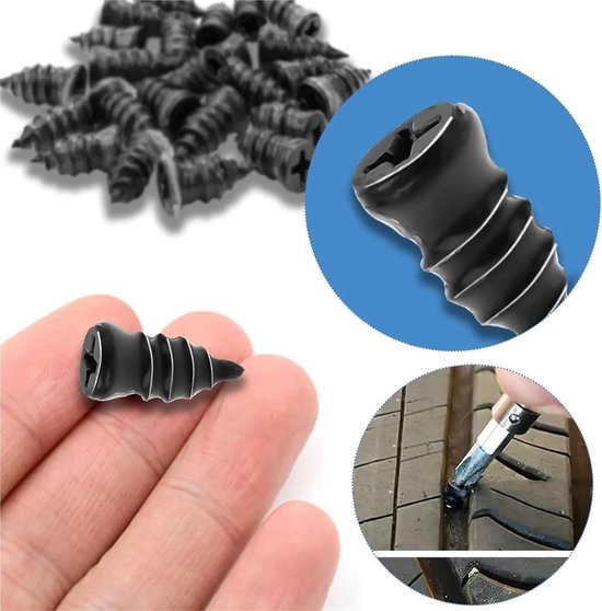 Bandenreparatie set - Lekke band reparatie - Snel banden herstellen - Uniek schroefontwerp - 150 stuks - Zwart — afbeelding 4