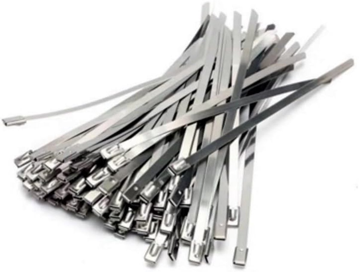 Metalen Kabelbinders - Roestvrij Staal - Kabels Bundelen - Zelfvergrendelend Ontwerp - 4.6x500mm 10 Stuks - Zilverkleurig