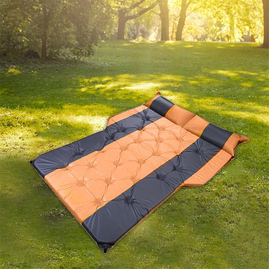 Automatisch Luchtbed - Auto Slaapmat - Reizen en Kamperen - Instelbare Kussenondersteuning - 180x132x5 cm - Oranje — afbeelding 2