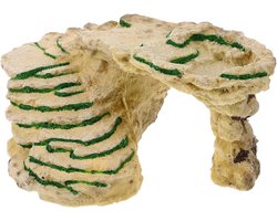 Schildpad Zonneplatform - Kruiptrap Aquarium - Reptielen Verzorgen - Met Voedergedeelte - 495 Gram - Khaki