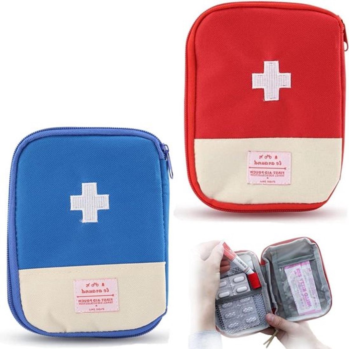 Allecto Plus - 2-delige reis-medicijnset voor noodsituaties - EHBO-tas voor op reis