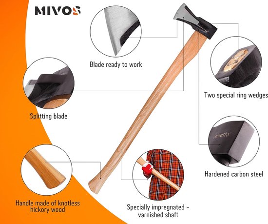Kloofbijl 2000 g - Houthakbijl Tuinbijl - Kloven en hakken - Ergonomische steel - 92 cm - Multi — afbeelding 4