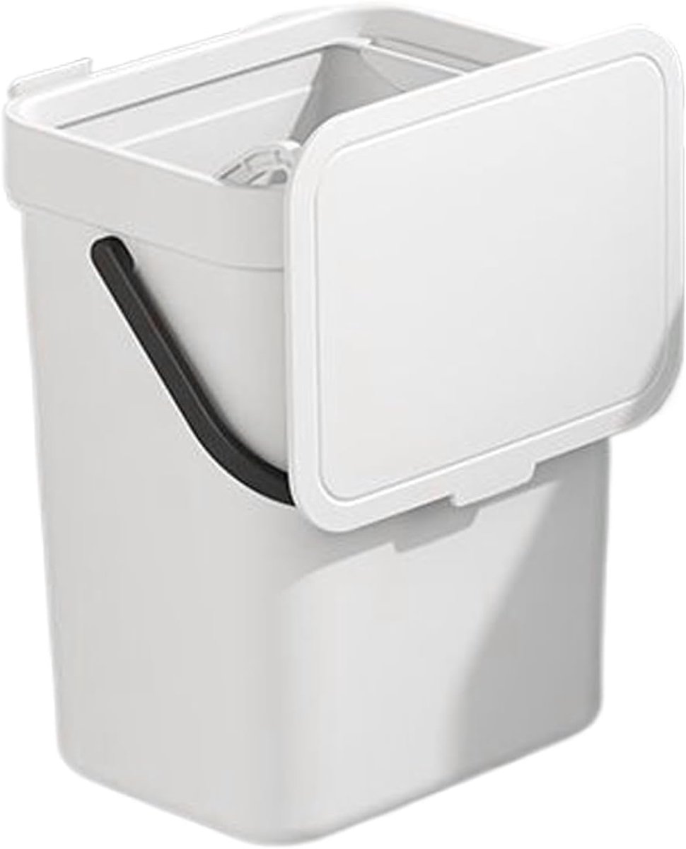 Keuken Compostbak - Afvalbak GFT - Afval Scheiden - Dubbele Opening Deksel - 5 Liter - Wit