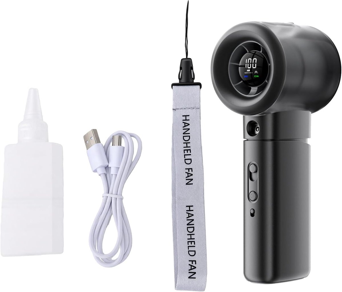 Handventilator met Mist - Draagbare Koeler - Persoonlijke Verkoeling - Traploze Snelheid - 18.4 cm Hoog - Zwart