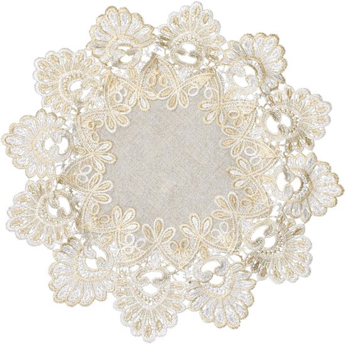 Kanten geborduurd tafelkleed rond 40 cm
