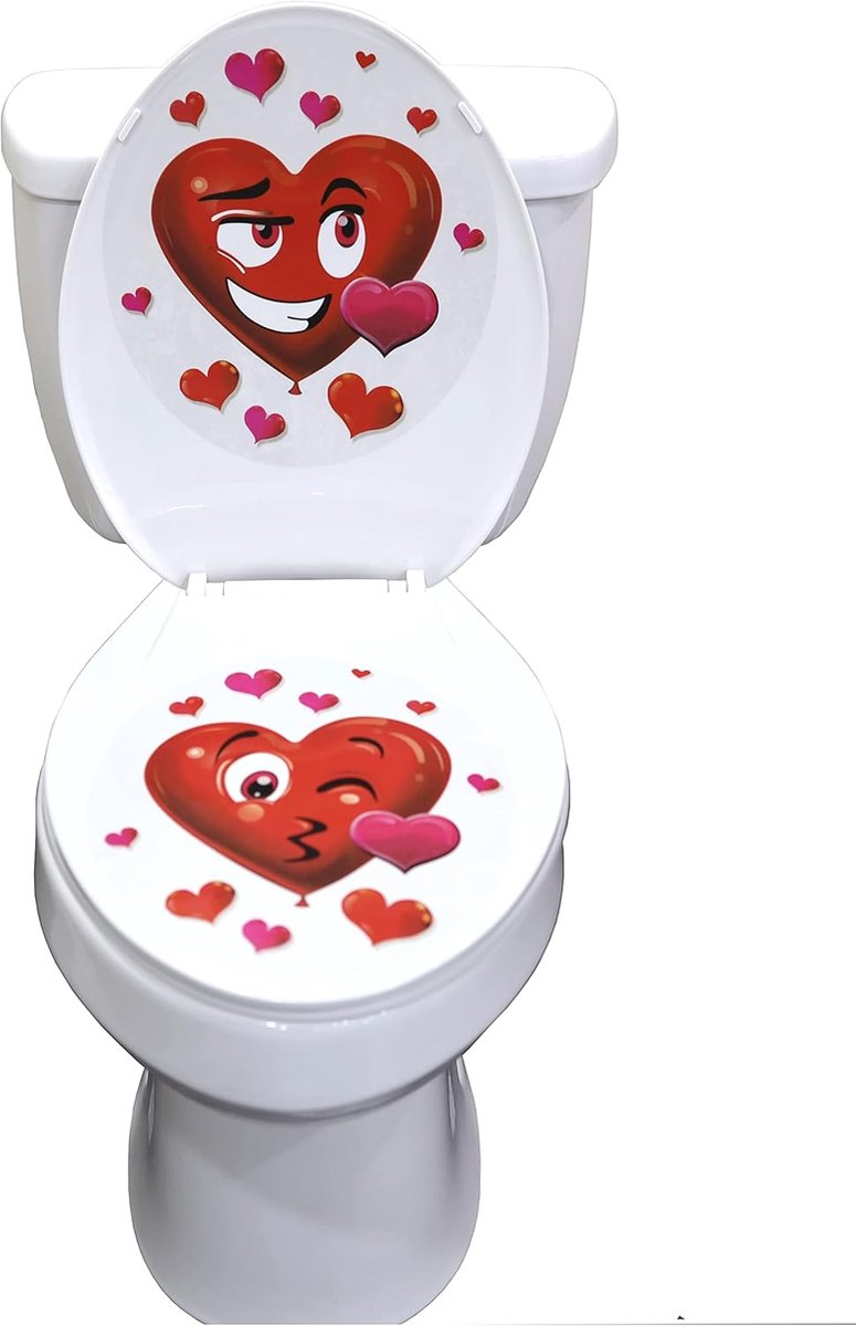 Toiletbril Decoratie - Grappige Stickers - Gasten Amuseren - Zonder Lijm - 2 stuks - Hart