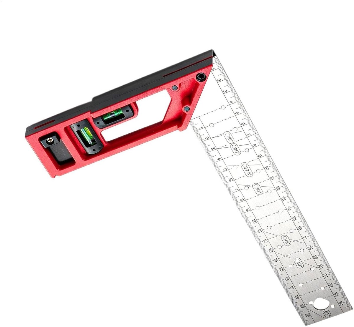 Vierkante Liniaal - Houtbewerking Gereedschap - Precies Lagen - Roestvrij Staal - 28 x 18 cm - Meerkleurig