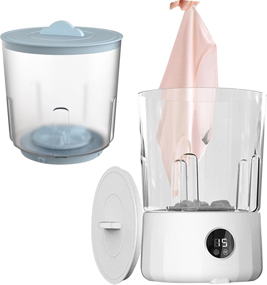 Draagbare Wasmachine Reis Wasmachine Kleine Wasjes Dubbele Kuip 1.5 Liter Wit Blauw