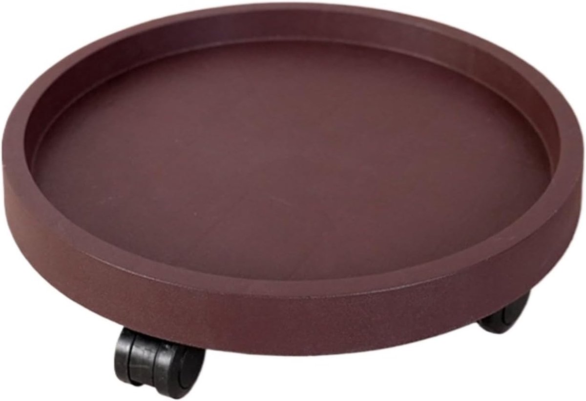 Plantenkar Rond - Bloempot Trolley - Planten Verplaatsen - Vergrendelbare Wielen - 22cm Diameter - Bruin