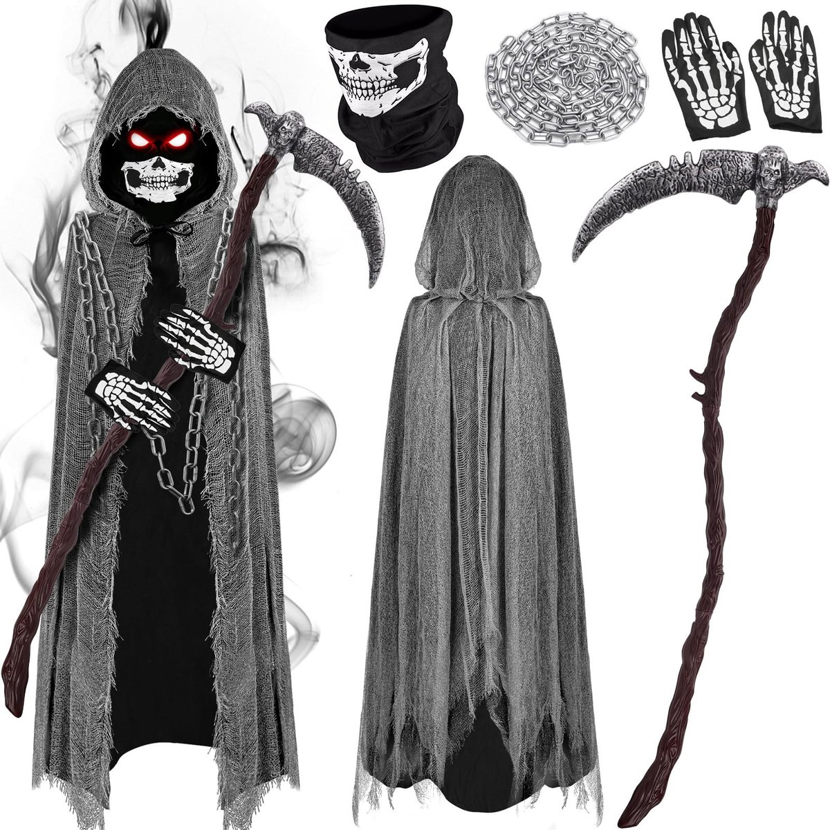 Omgoods - Grim Reaper Kostuum Set voor Halloween met Cape en Masker