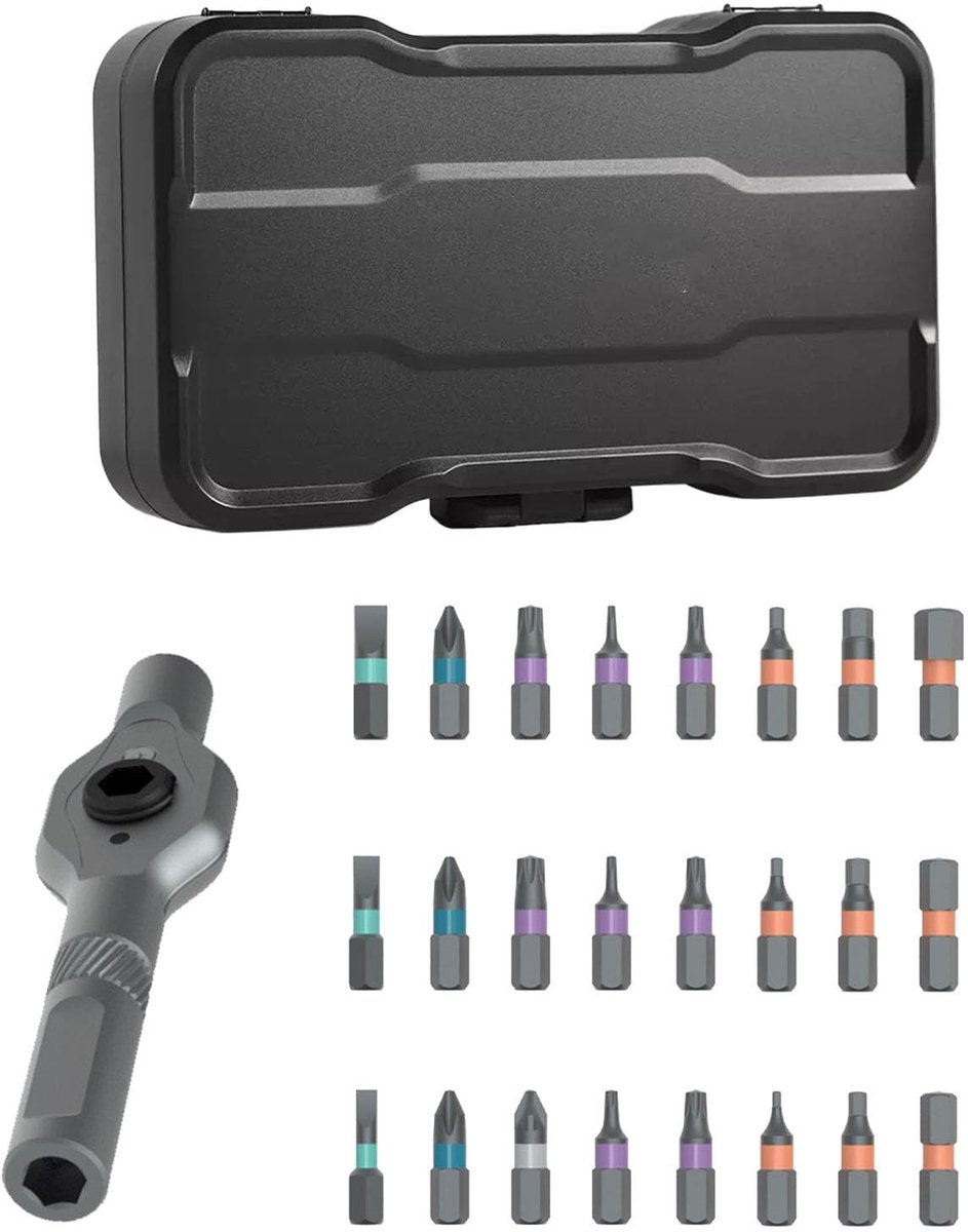 Omgoods - Magnetische Schroevendraaierset - 24-in-1 - Ratelhandgreep - Precisie Gereedschap Kit - Voor Elektronica en Meubels - Geschikt voor kluss...