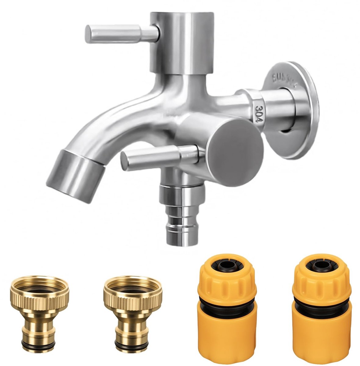 Omgoods- Dubbele Tapkraan Roest- en Vorstbestendig - 1/2" Slangaansluitingen - Messing - Tuinkraan - Waterkraan - Hoogwaardig Materiaal