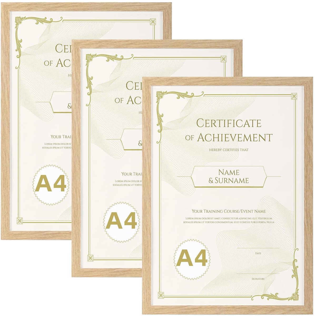 Omgoods - Set van 3 Houten Fotolijsten A4 met Verstelbare Steun