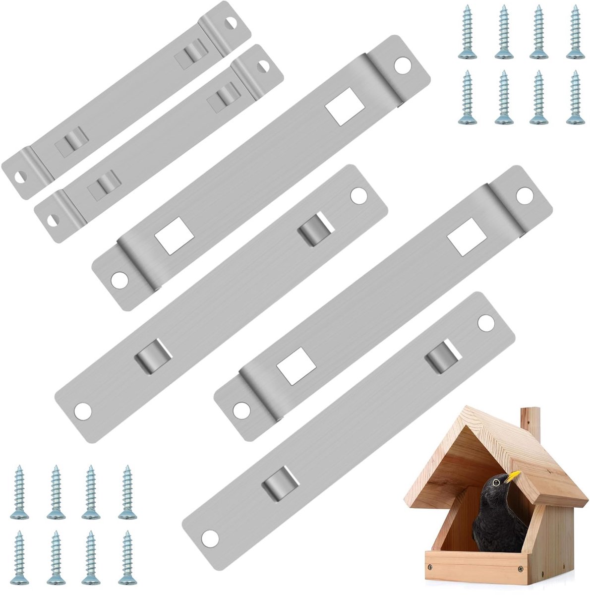 Omgoods - Set van 4 Vogelhuisbeugels met Schroeven voor Buitenmontage