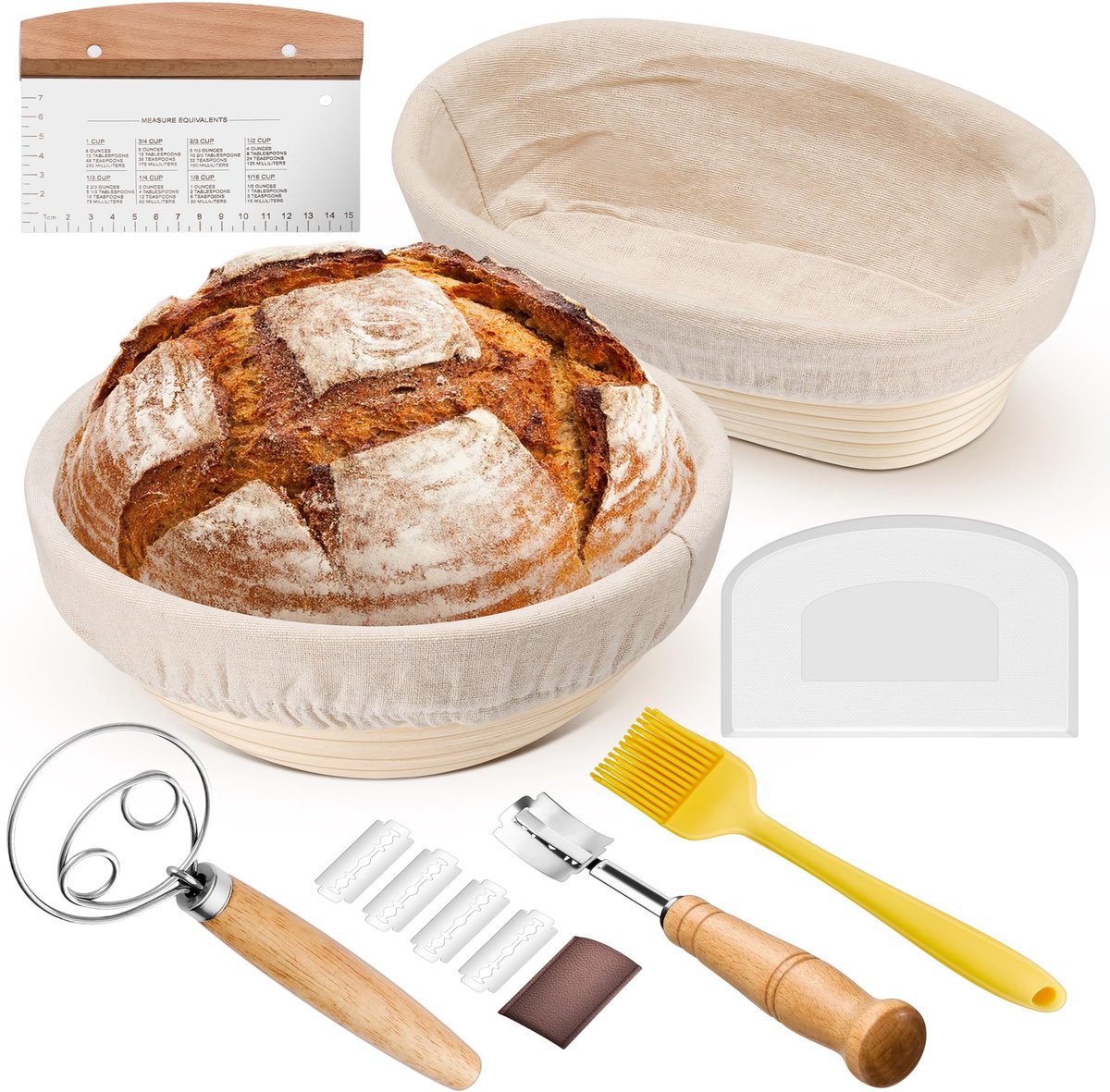 Omgoods - Broodbakmand Set - Ronde en Ovale (7, 23 cm en 25 cm)