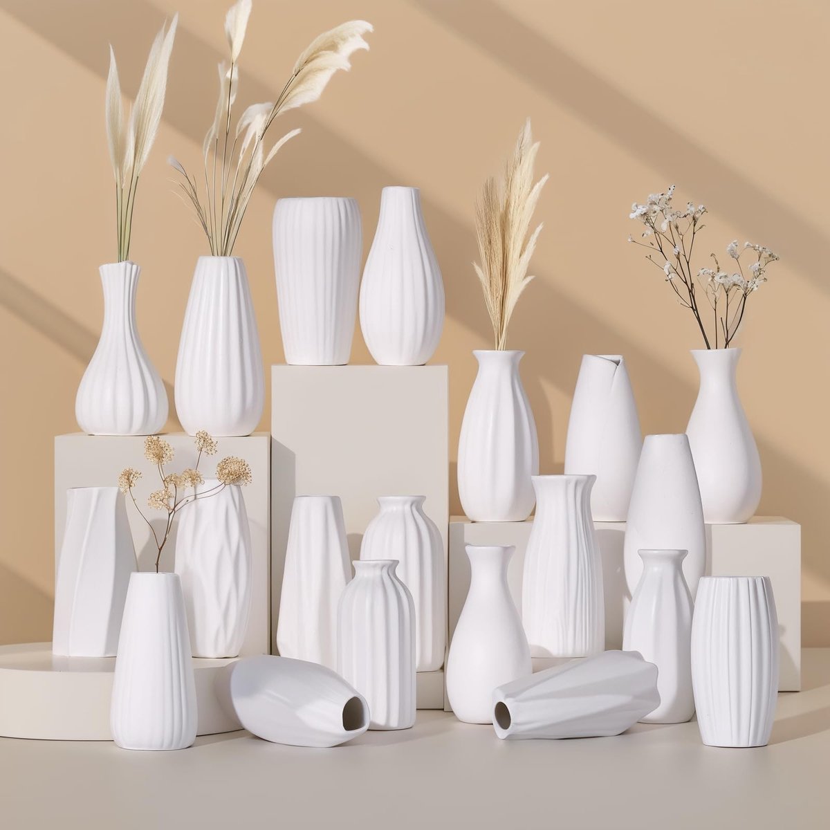 Omgoods - Set van 20 Kleine Witte Vazen voor Bloemenarrangementen