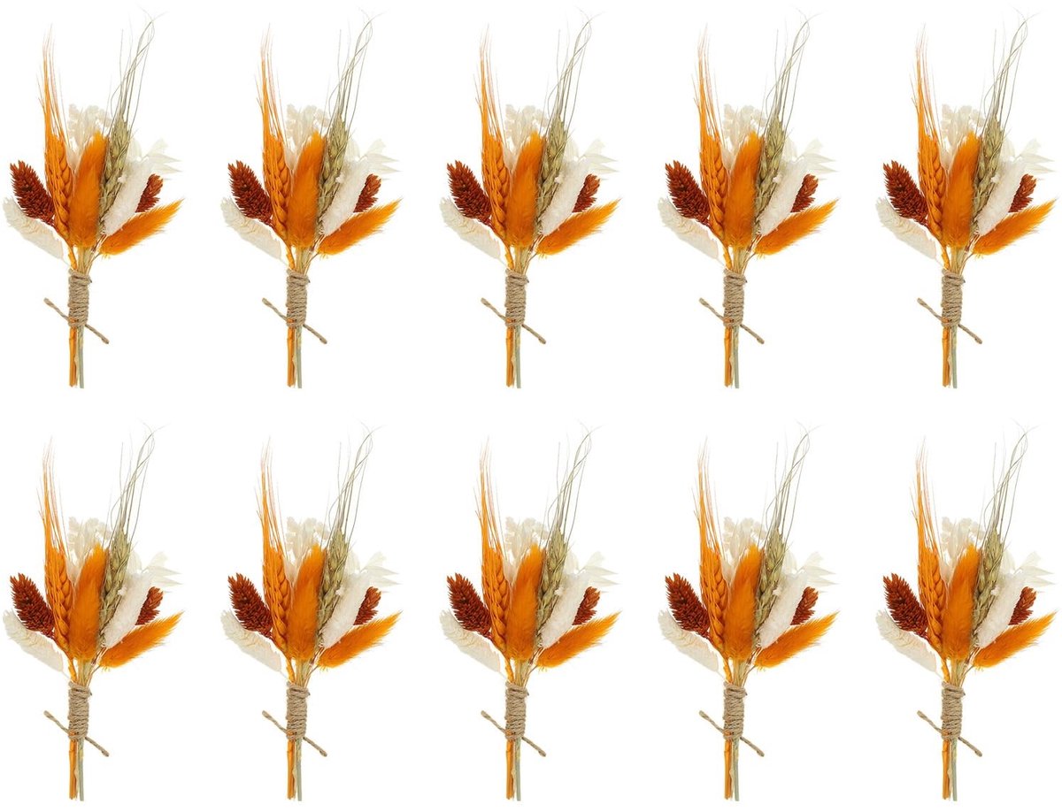 Omgoods - Mini Boeket Gedroogde Bloemen 10 Stuks voor Decoratie in Oranje