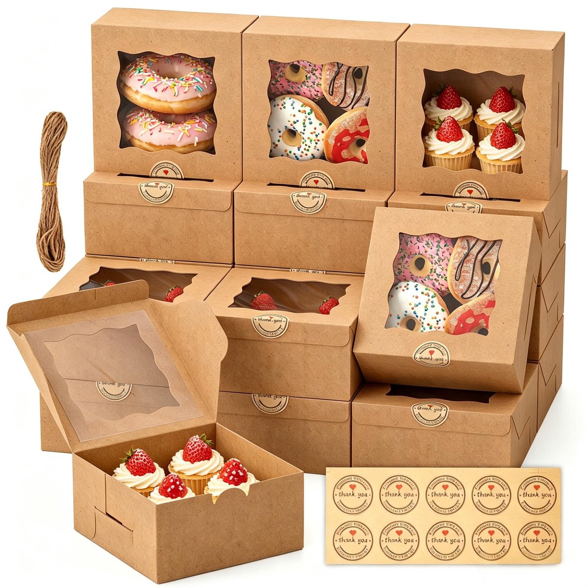 Omgoods - Wegwerp Cake Dozen met Transparante Raam voor Taart en Muffins