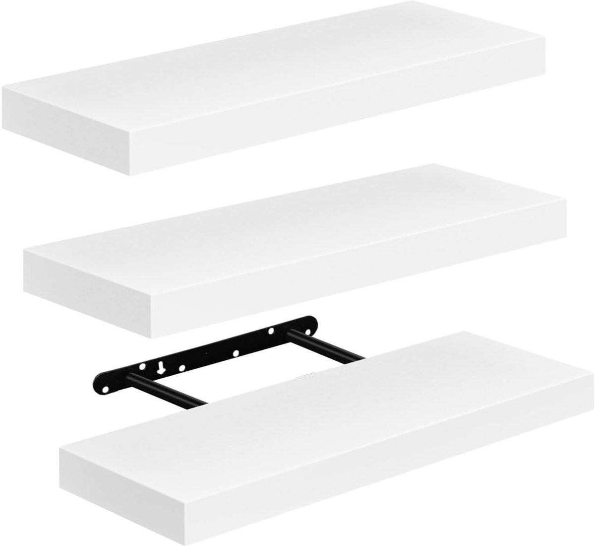 Omgoods- Zwevende Planken Set van 3 - Wandplank MDF-hout - Wandboekenkast - Decoratieve Rekken - Wit - Maximaal 10 kg draagvermogen