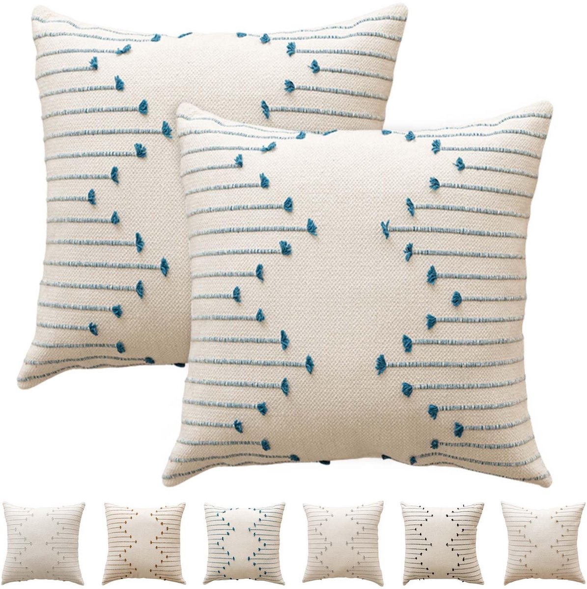 Omgoods - Set van 2 Kussenhoezen 45 x 45 cm met Onzichtbare Rits voor Sofa