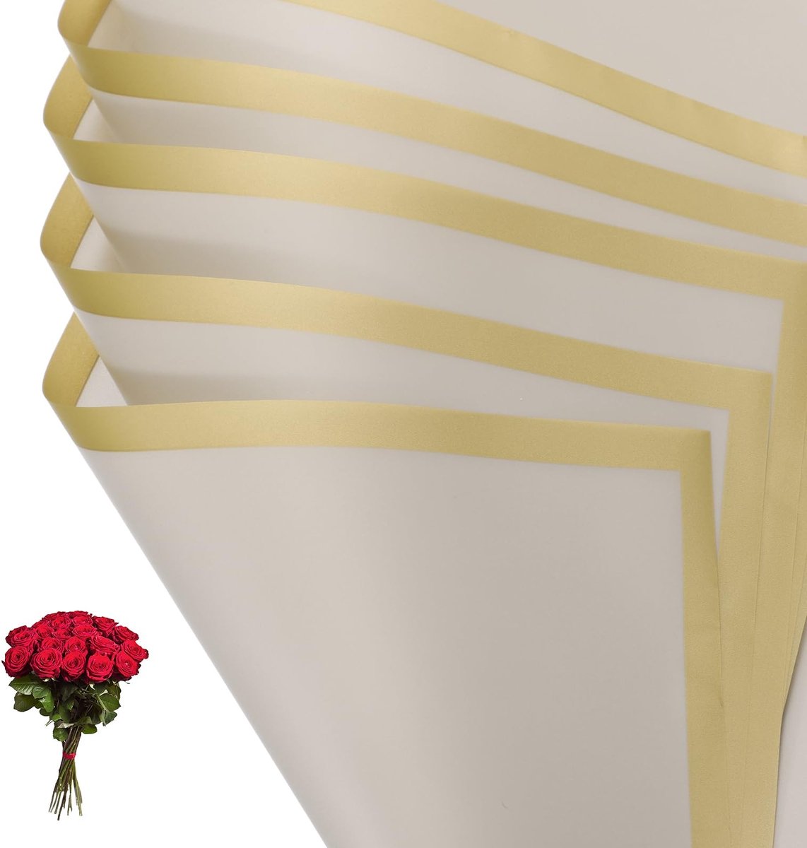 Omgoods - 20 Vellen Waterdicht Bloem Geschenkpapier met Gouden Rand