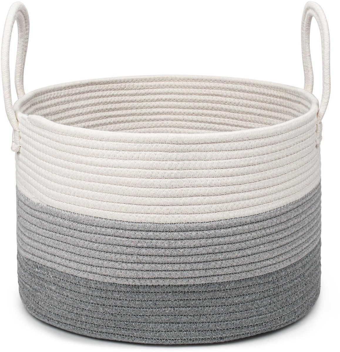 Omgoods - Grote Wasmand van Katoen - Handgevlochten Opbergmand in 3 Merge Grey