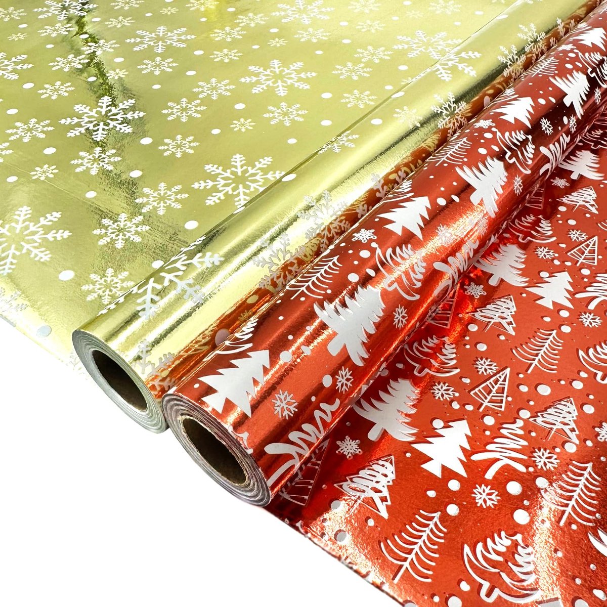 Omgoods - 2 Rollen Metallic Inpakpapier 43cm x 10m voor Feestdagen