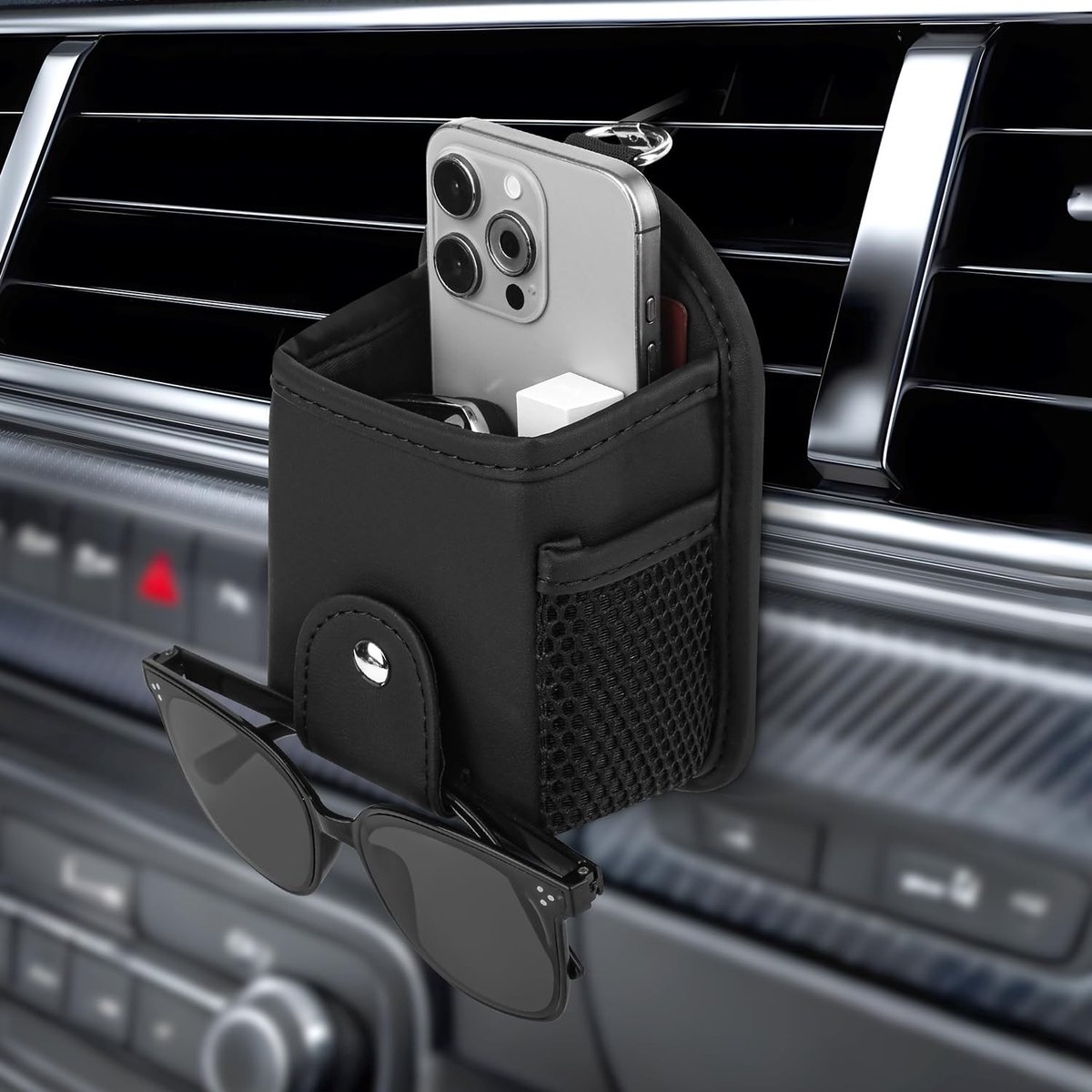 Omgoods - Universele PU Leren Auto Vent Pocket voor Zonnebril en Accessoires