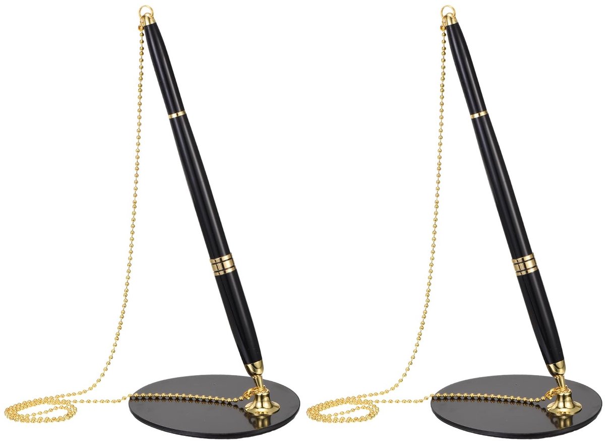 Omgoods - Veilige Pen met Ketting en Adhesieve Penhouder, 2 Stuks